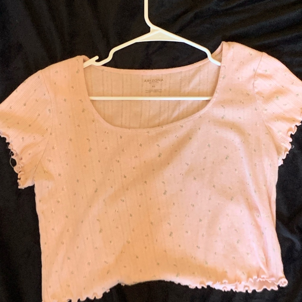 Pink floral Jc Penny’s short sleeve shirt